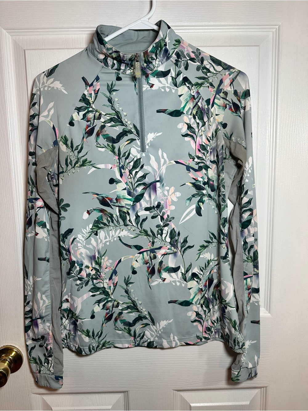 Kastel Sun Shirt Sage Green Floral 1/4 -Zip Xsmall